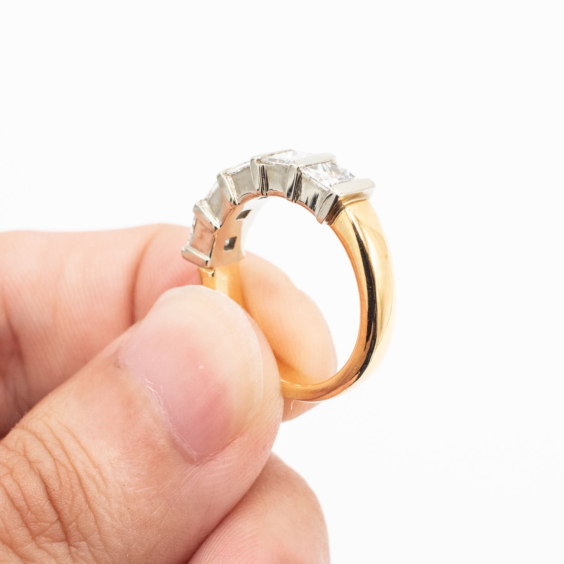 18k Two Tone 2ctw Princess Cut Diamond Ladies Wedding Band