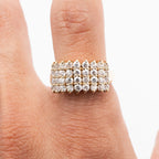 14k Yellow Gold 1.4ctw Round Cut Diamond Pyramid Style Ring