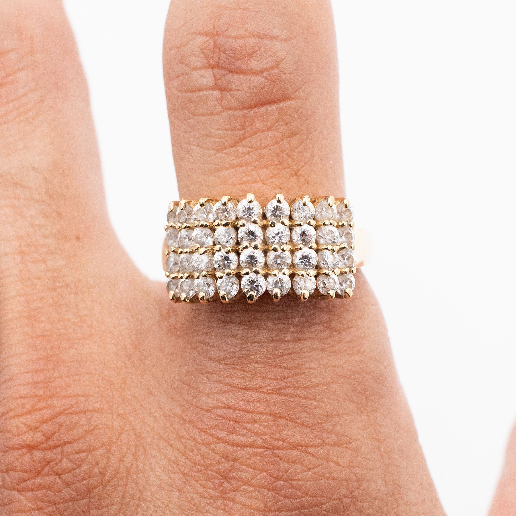 14k Yellow Gold 1.4ctw Round Cut Diamond Pyramid Style Ring