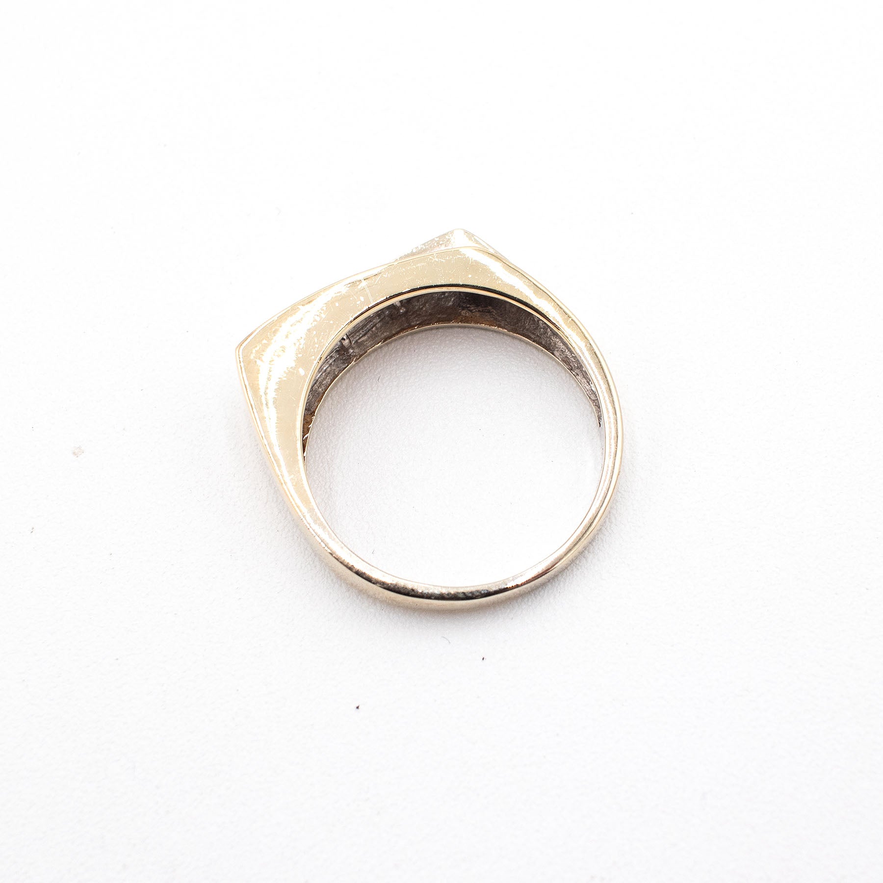 14k Two Tone Gold 0.42ctw Bezel Set Double Row Diamond Ring