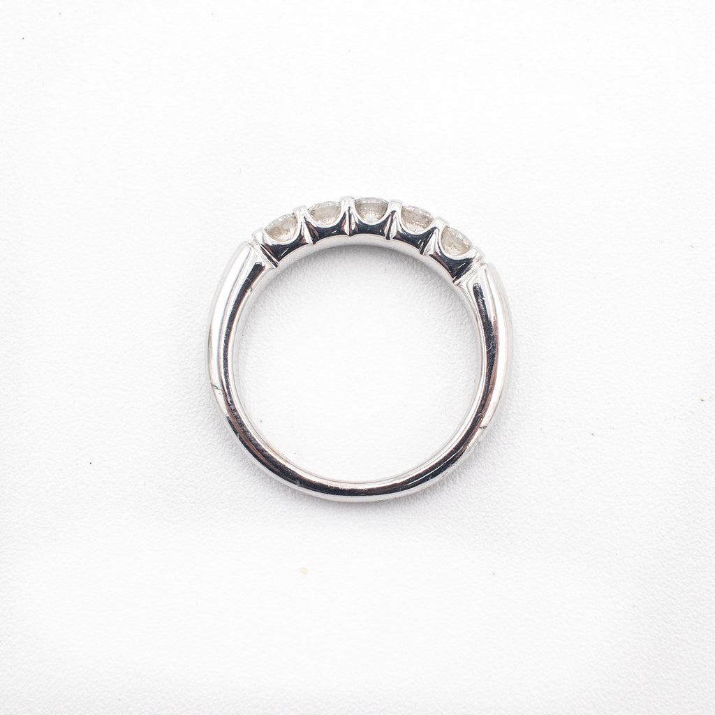 14k White Gold 0.45ctw Round Cut Diamond Five Stone Wedding Band