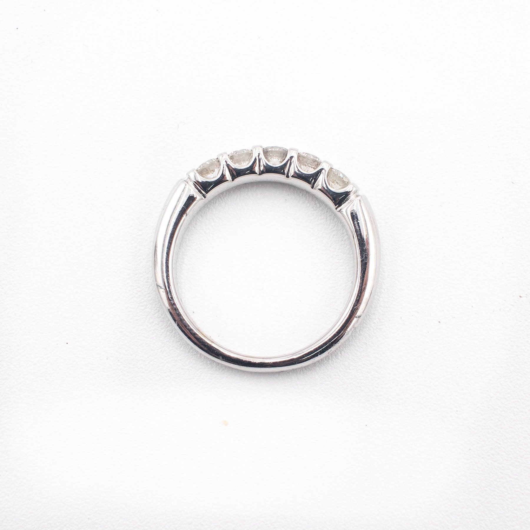 14k White Gold 0.45ctw Round Cut Diamond Five Stone Wedding Band