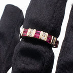 14k Yellow Gold Baguette Ruby & Diamond Ladies Band