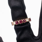 14k Yellow Gold Diamond & Ruby Ladies Band Ring