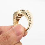 14k Yellow Gold Watch Style Diamond Cluster Wide Ring