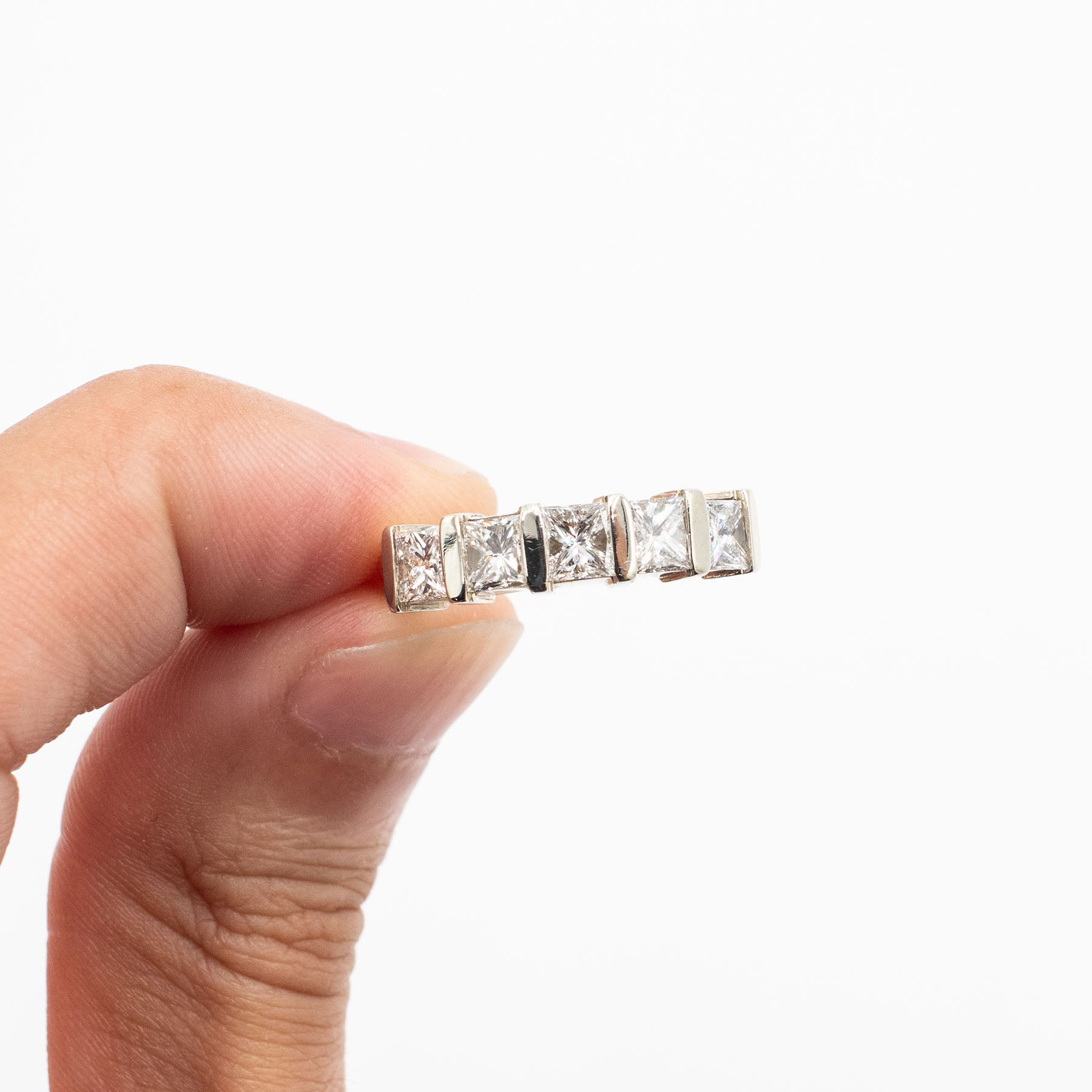 18k Two Tone 2ctw Princess Cut Diamond Ladies Wedding Band