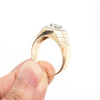 14k Yellow Gold Round Diamond Mens Wide Ring