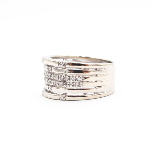 14k White Gold 0.50ctw Round Cut Diamond Pave Wide Ring
