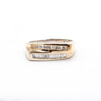 14k Two Tone Gold 0.42ctw Bezel Set Double Row Diamond Ring