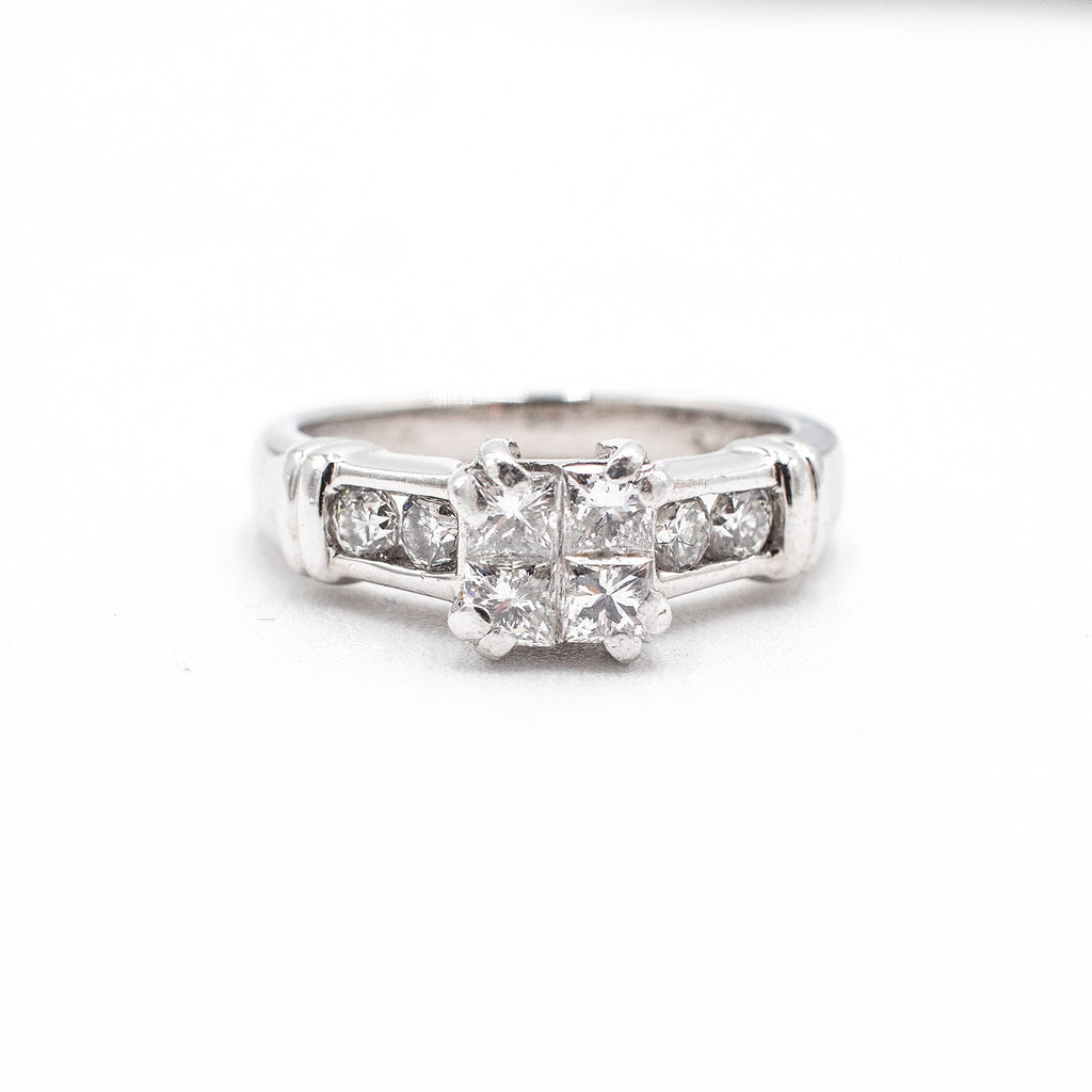 18k White Gold 1.2ctw Princess Cut Diamond Ring