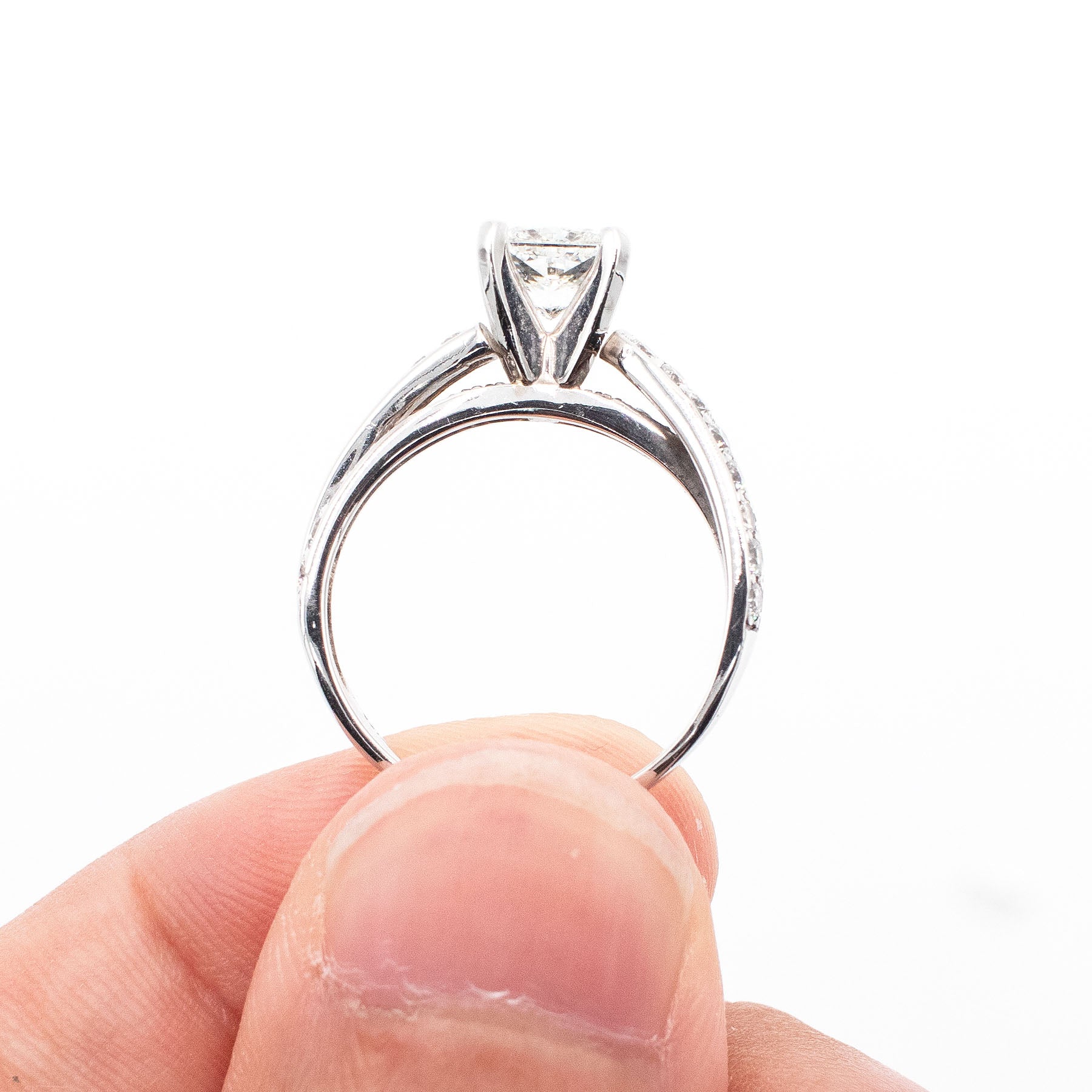 14k White Gold 0.77ctw Princess Cut Diamond Engagement Ring