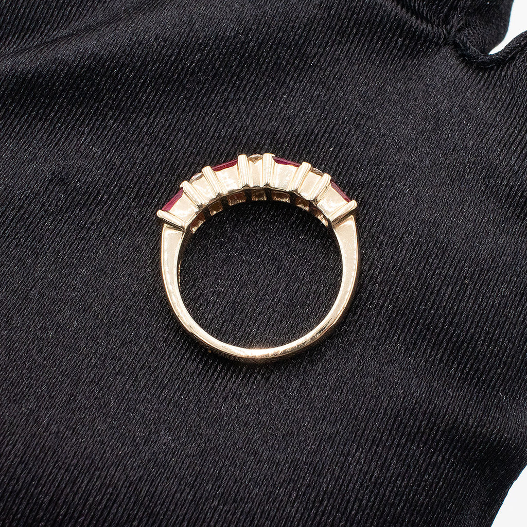 14k Yellow Gold Baguette Ruby & Diamond Ladies Band