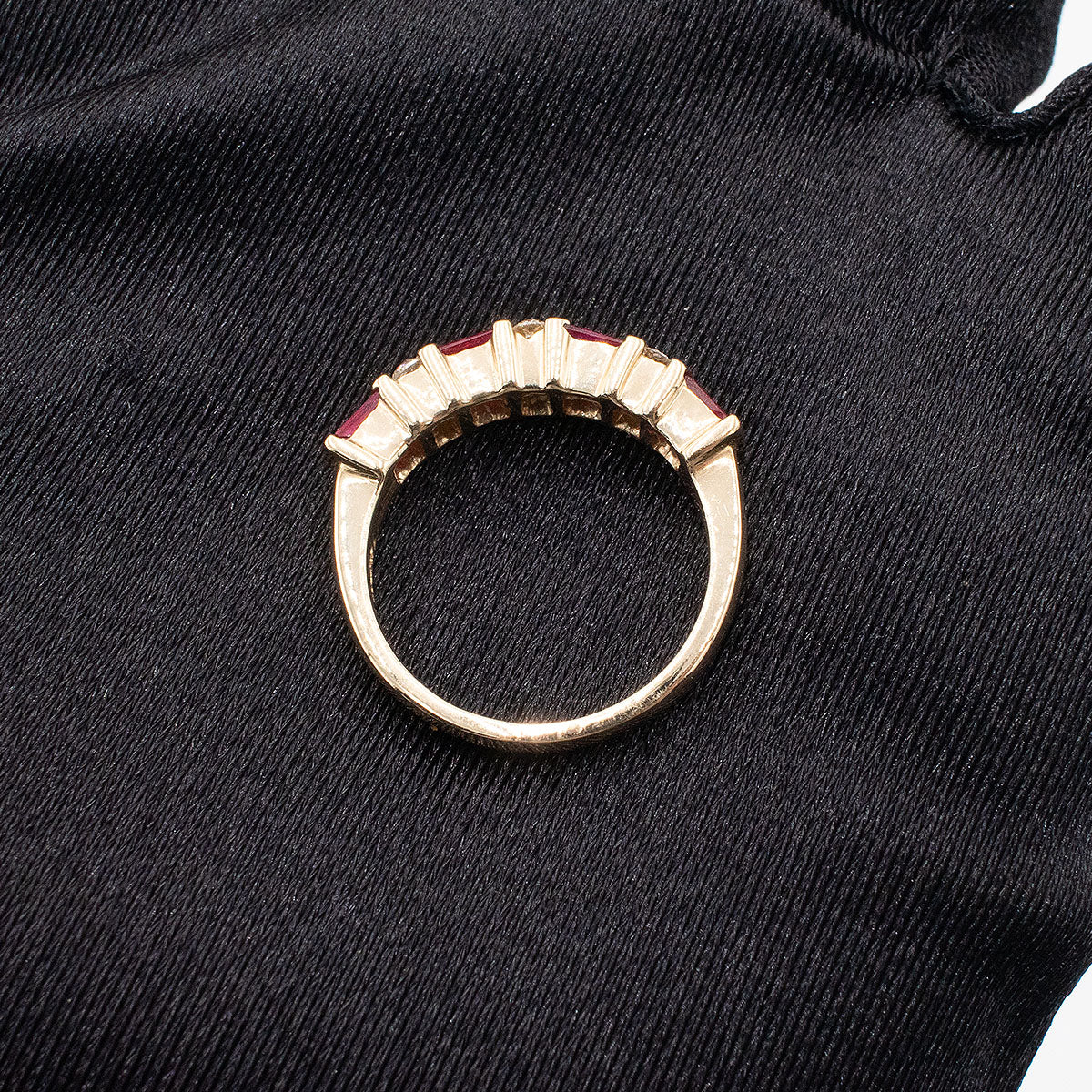 14k Yellow Gold Baguette Ruby & Diamond Ladies Band