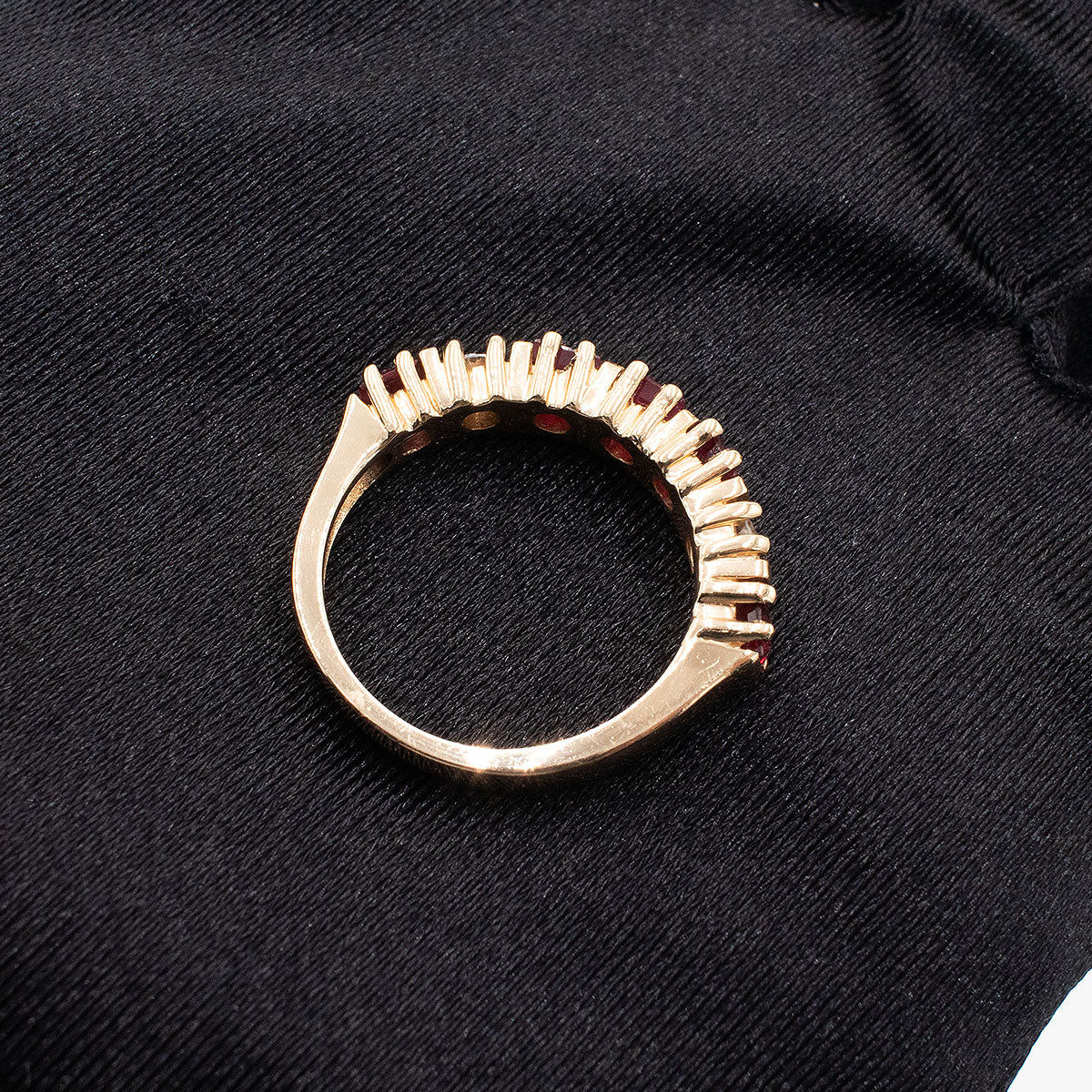 14k Yellow Gold Diamond & Ruby Ladies Band Ring