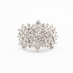 10k White Gold Round & Baguette Wide Cluster Ring