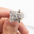 14k White Gold Euro Cut Diamond Pave Wide Ring