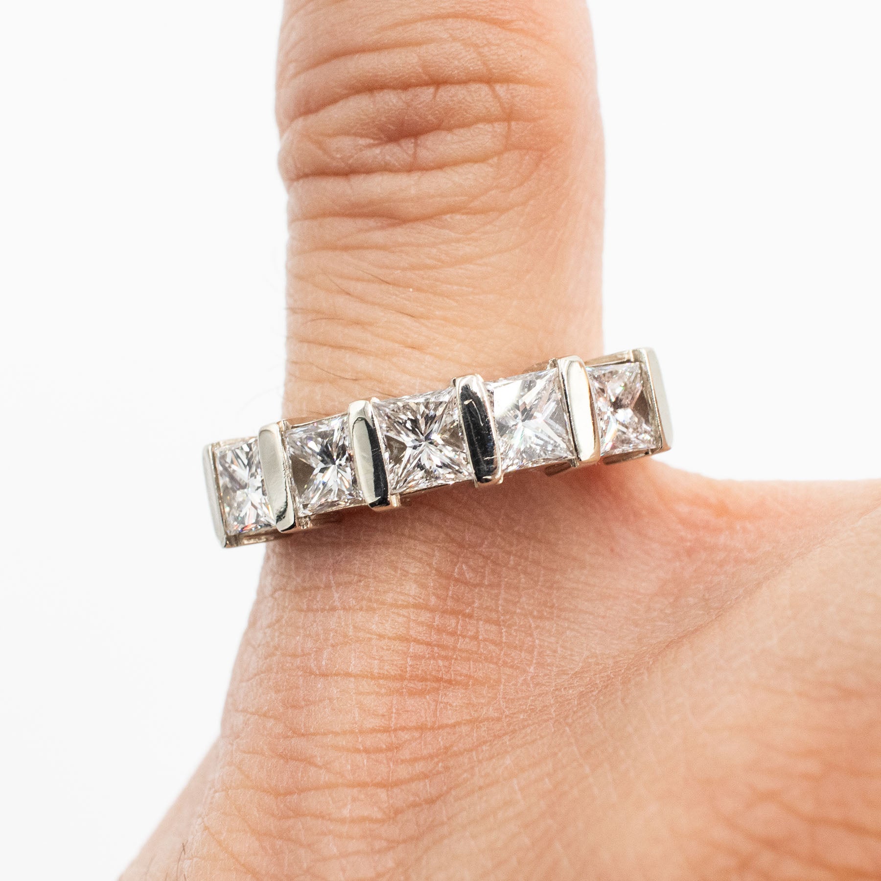 18k Two Tone 2ctw Princess Cut Diamond Ladies Wedding Band