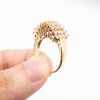 14k Yellow Gold 1.4ctw Round Cut Diamond Pyramid Style Ring