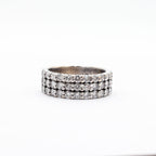 18k White Gold Three Row Diamond Halfway Wedding Band