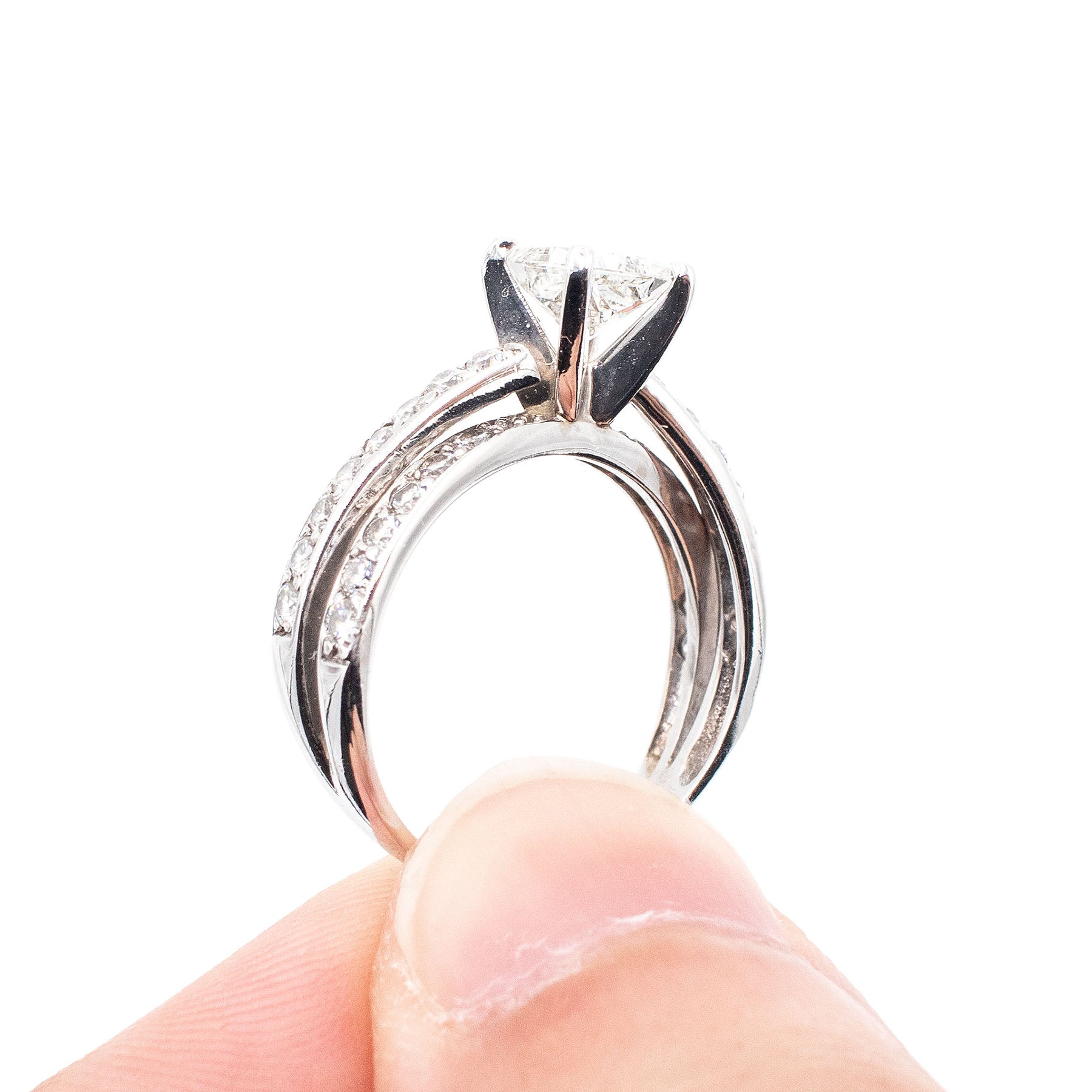 14k White Gold 0.77ctw Princess Cut Diamond Engagement Ring