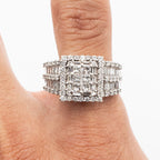 14k White Gold Multi Diamond Pave Engagement Ring