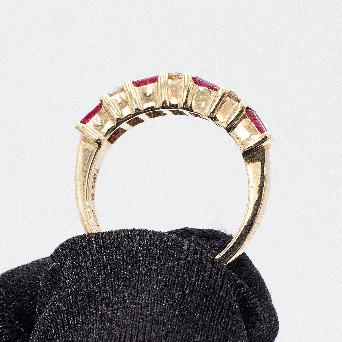 14k Yellow Gold Baguette Ruby & Diamond Ladies Band