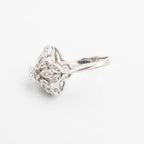 14k White Gold Flower Style Dome Diamond Ring