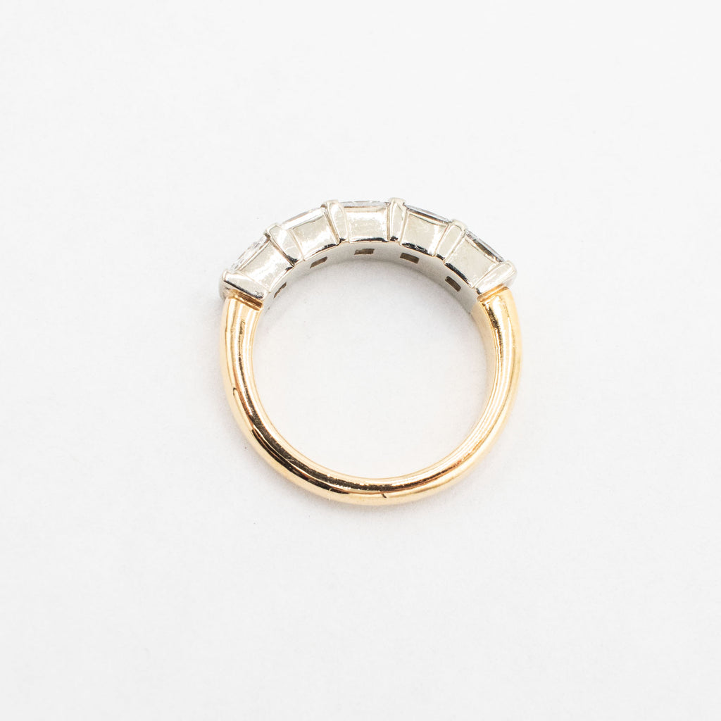 18k Two Tone 2ctw Princess Cut Diamond Ladies Wedding Band