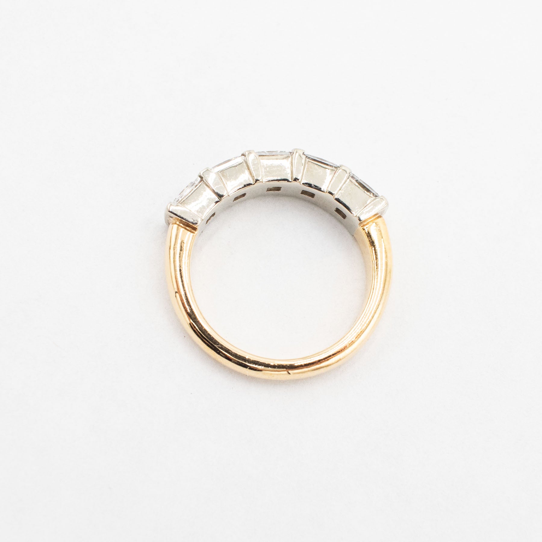 18k Two Tone 2ctw Princess Cut Diamond Ladies Wedding Band