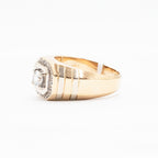 14k Yellow Gold Round Diamond Mens Wide Ring
