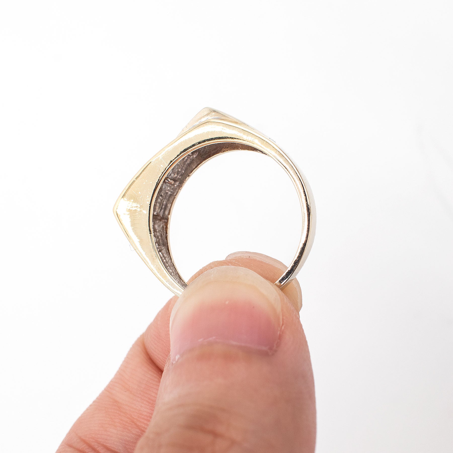 14k Two Tone Gold 0.42ctw Bezel Set Double Row Diamond Ring