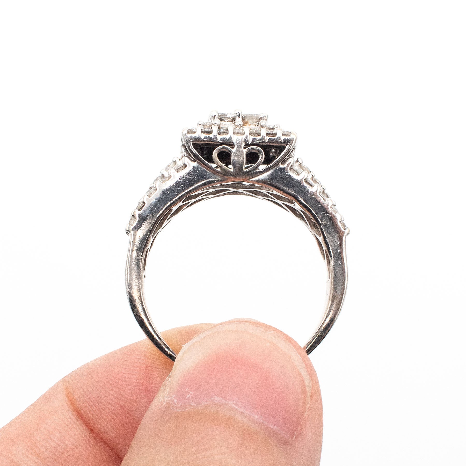 14k White Gold Multi Diamond Pave Engagement Ring