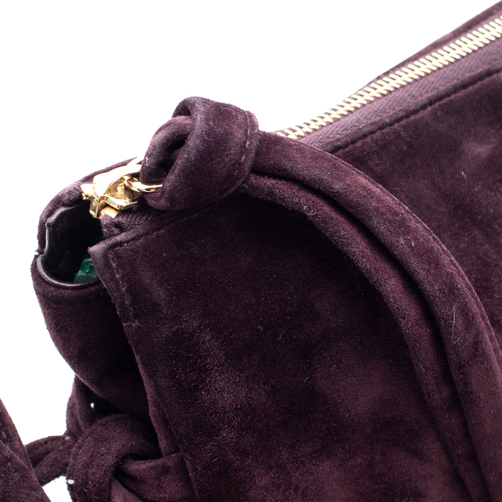 Gucci Hysteria Patent Grape Suede Clutch Handbag