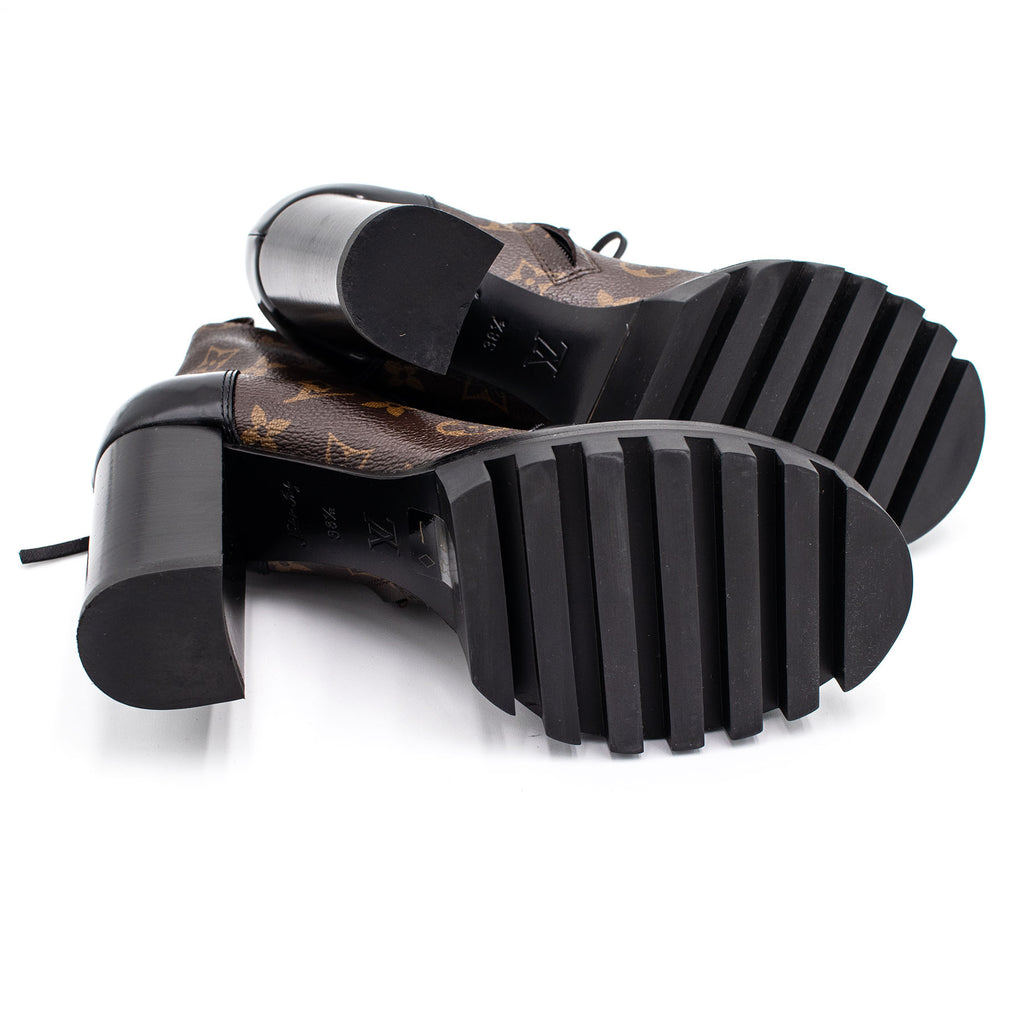 Louis Vuitton Star Trail Ankle Monogram Canvas Leather Heel Boots