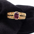 18k Yellow Gold Bezel Set Oval Ruby Diamond Ring