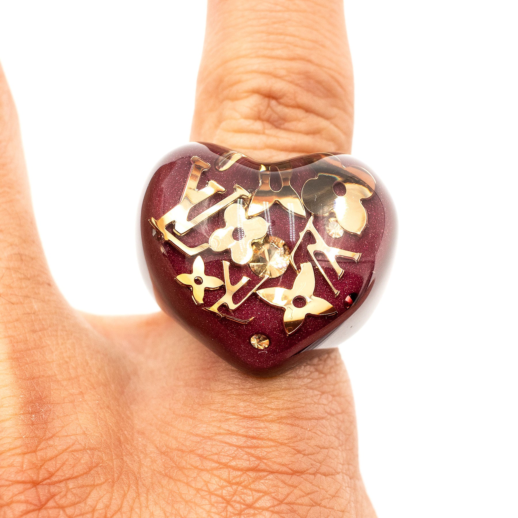 Louis Vuitton Heart Resin Monogram Ring