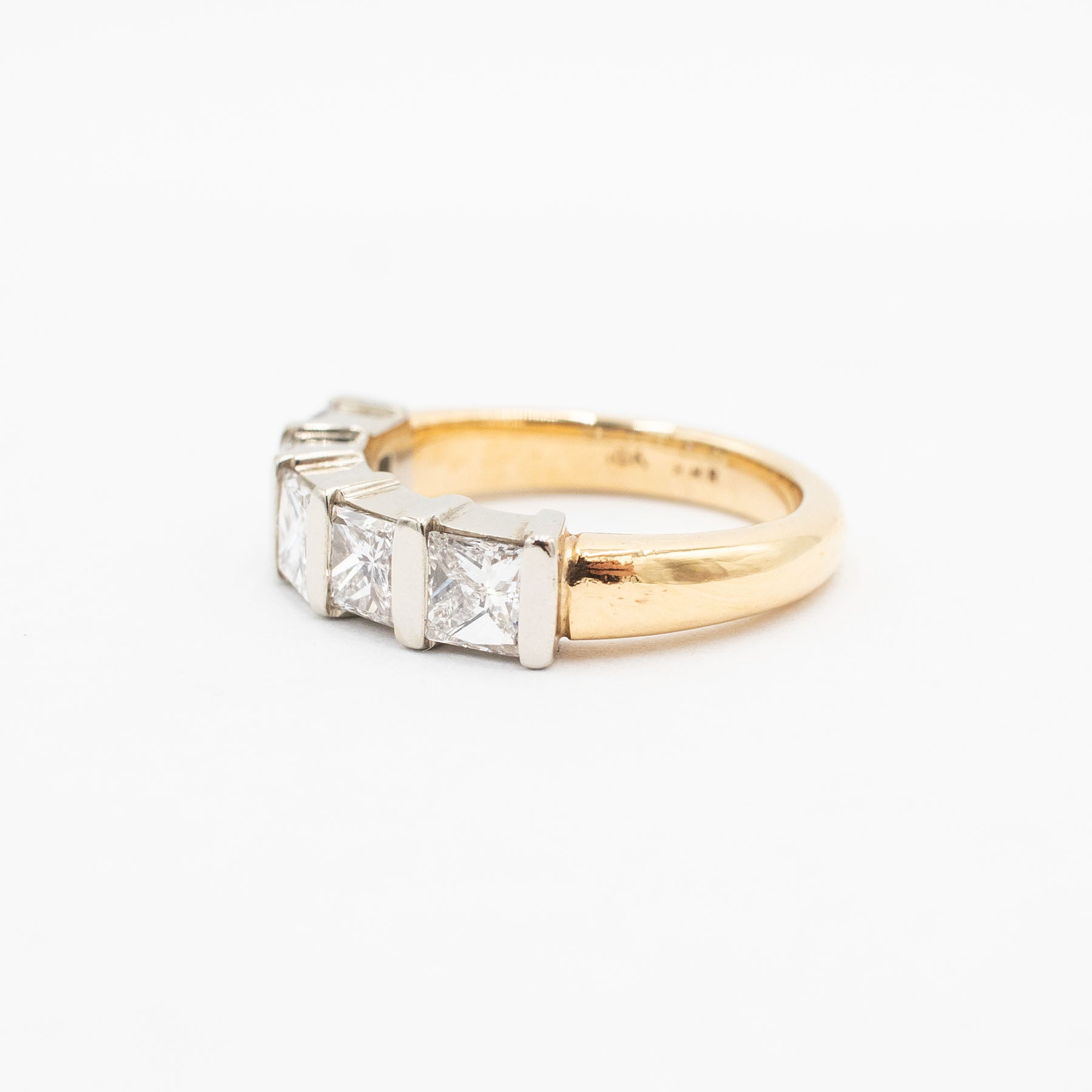 18k Two Tone 2ctw Princess Cut Diamond Ladies Wedding Band