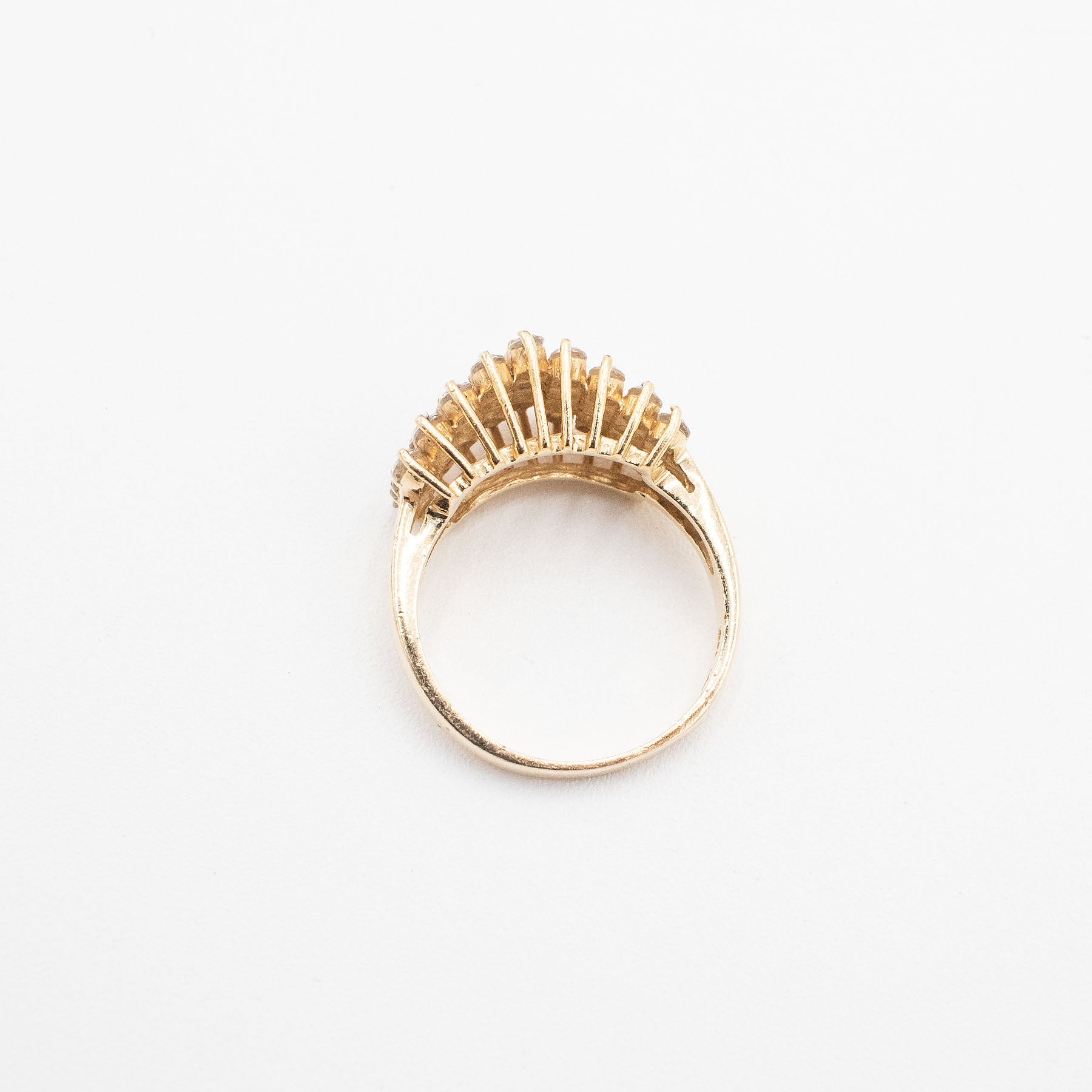 14k Yellow Gold 1.4ctw Round Cut Diamond Pyramid Style Ring