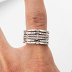 14k White Gold 0.50ctw Round Cut Diamond Pave Wide Ring
