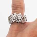 14k White Gold 1ctws Round Cut Diamond 5 Row Ring