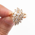 14k Yellow Gold 1.25ctw Marquise & Round Diamond Cluster Ring