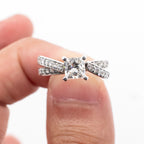 14k White Gold 0.77ctw Princess Cut Diamond Engagement Ring