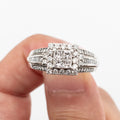 10k White Gold Princess & Round Cut Diamond Antique Ring