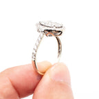 14k White Gold Round Cut Diamond Pave Halo Oval Ring