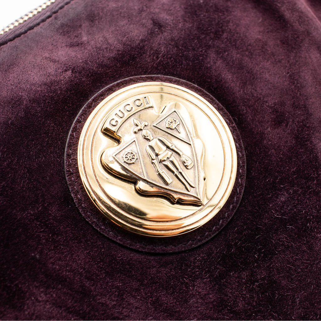 Gucci Hysteria Patent Grape Suede Clutch Handbag