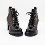 Louis Vuitton Star Trail Ankle Monogram Canvas Leather Heel Boots