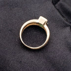 14k Yellow Gold Bezel Set Emerald & Diamond Ring