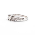 14k White Gold 1.60ctw Princess Cut Three Stone Diamond Pave Ring