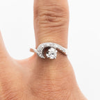 14k White Gold 0.20ctw Round Diamond Freeform Ring
