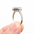 14k White Gold Round Cut Diamond Pave Halo Oval Ring